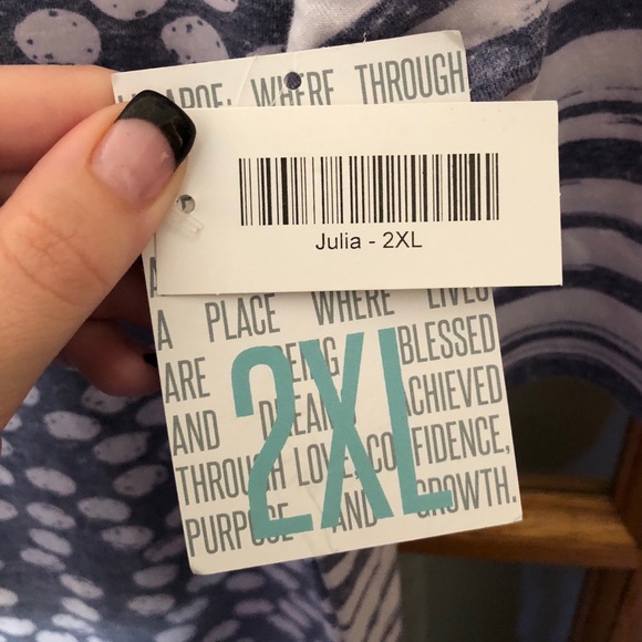 Lularoe NWT 2XL Polka Dots & Stripes Julia - Picture 5 of 6